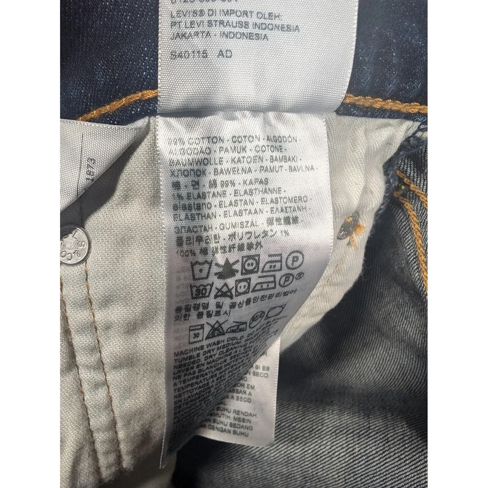 Levis 502 Jeans Mens 32x36 Blue Regular Tapered Leg Stretch Denim Distressed